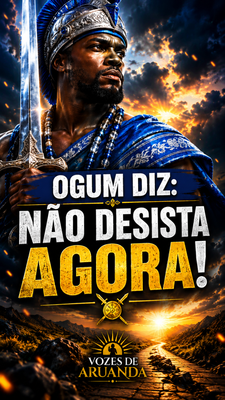 Capa do ponto cantado Ogum Vai Abrir a Estrada, do projeto Vozes de Aruanda, com representação artística de Ogum simbolizando força, coragem e abertura de caminhos.